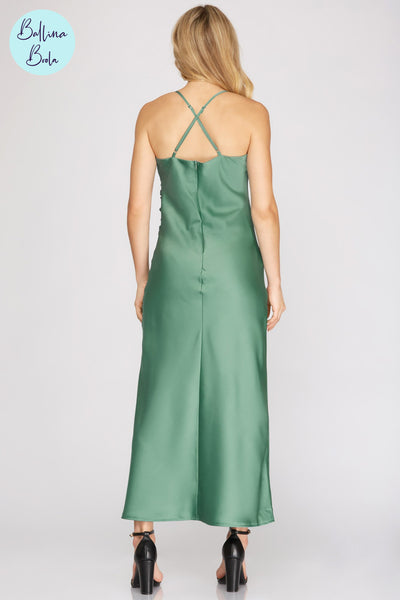 Vestido midi verde vintage