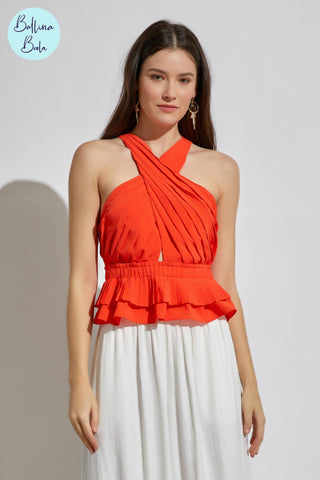 Blusa cruzada naranja