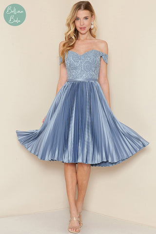 Vestido corto dusty blue