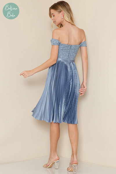 Vestido corto dusty blue