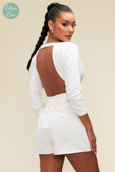 Jumpsuit blanco con mangas