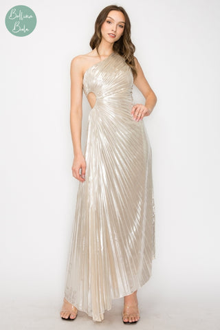 Vestido plisado champagne