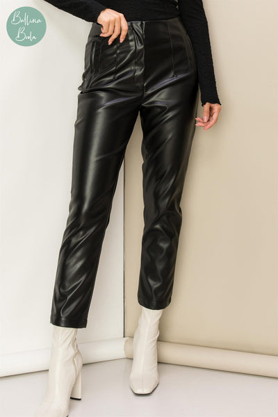 Pantalon de cuerina negro