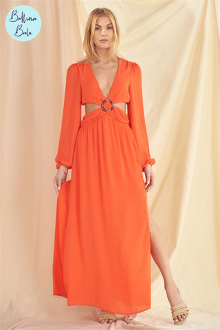 Vestido naranja largo casual